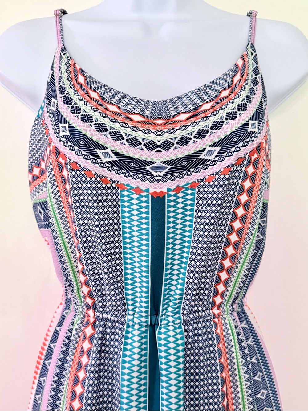 Gianni Bini Geometric Print Tribal Sleeveless Lined Dress Adjustable Straps - S